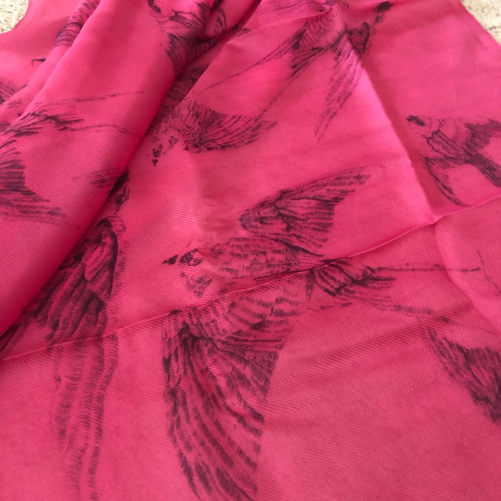 Brand new Pink swallow bird 100% silk scarf